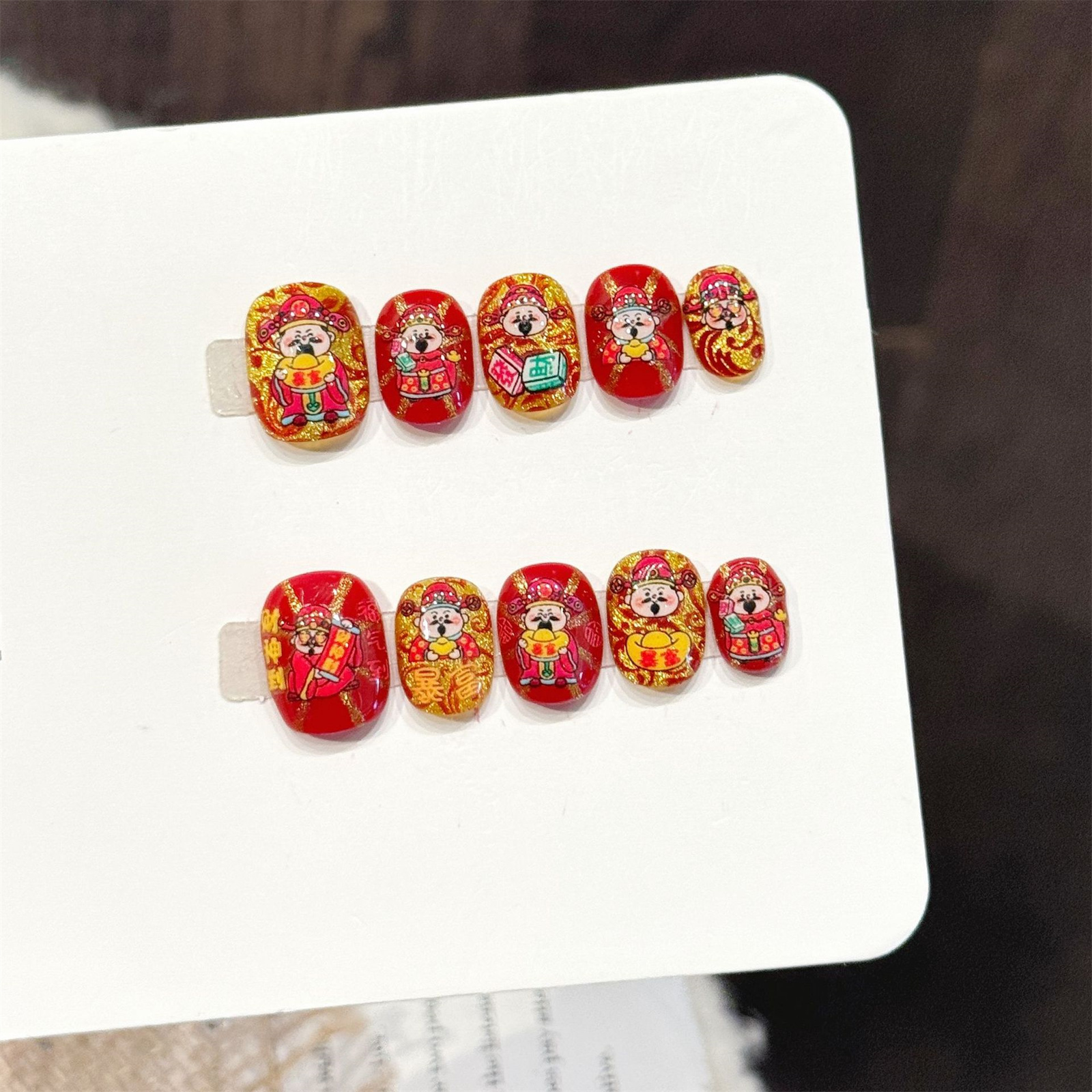 Resin Art Glitter - 10pcs Handmade Golden Red New Year