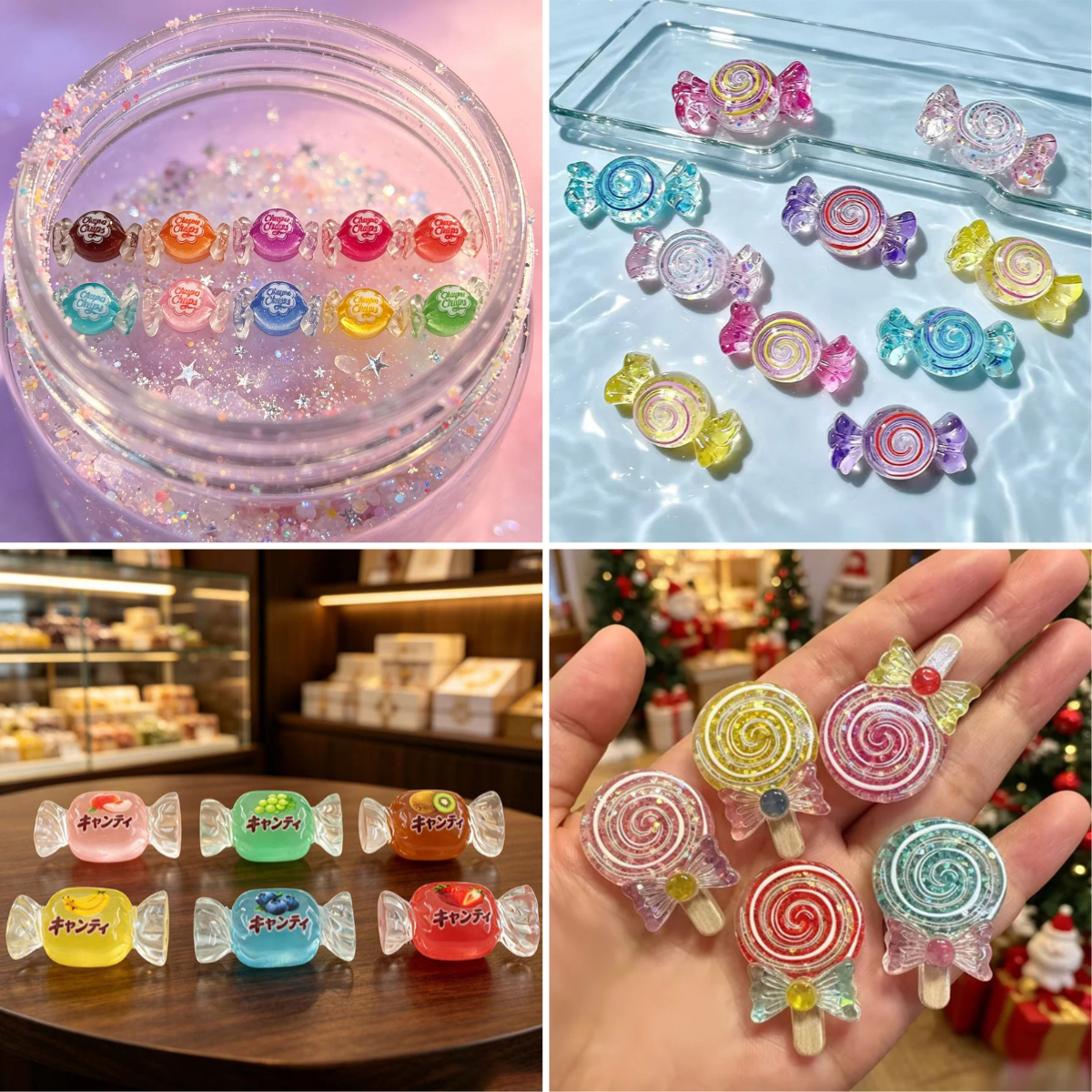 Resin Art Phone Case - 100pcs Cute Simulation Glitter Candy Lollipop