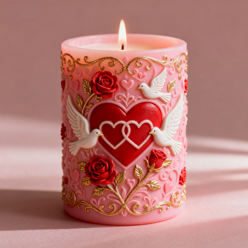 Resin Art Rose - Double Heart Connected White Dove Embossed