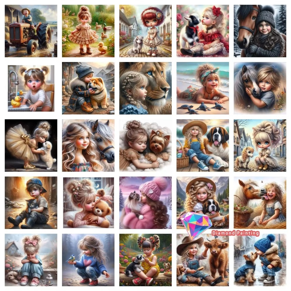 Resin Art Diy - 1PC frameless Boys Girls Pet Friend