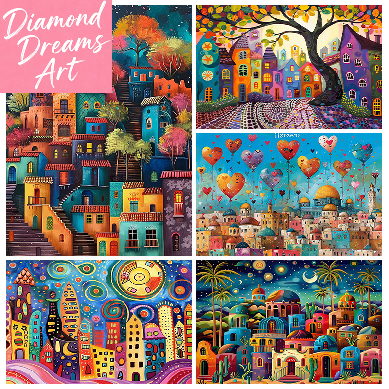 Resin Art Wall - Frameless,Night View 5D Diamond Painting City