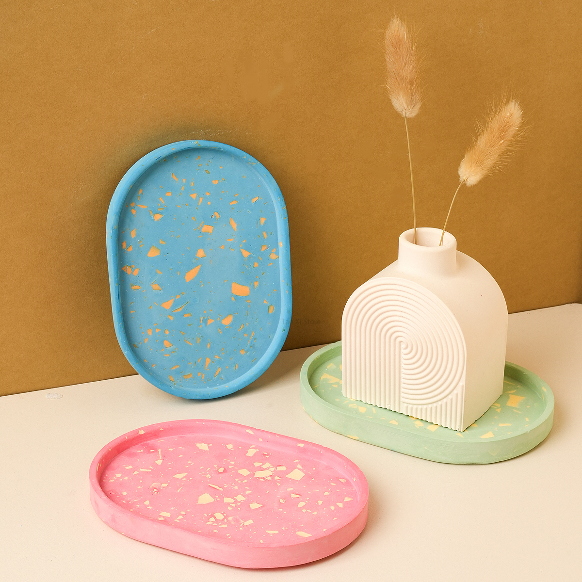 Resin Art Tray - Concrete Oval Tray Silicone Mold DIY