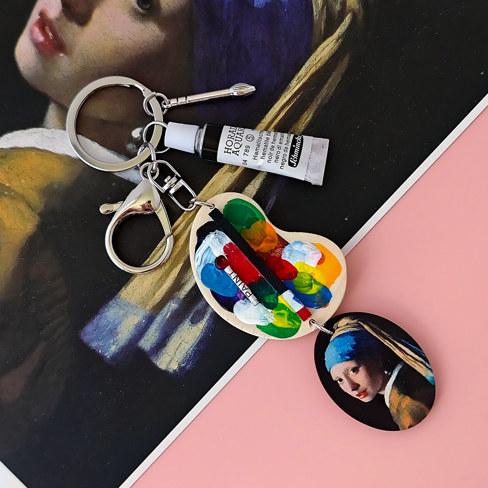 Resin Art A Keychain - Girl with a Pearl Earring Van