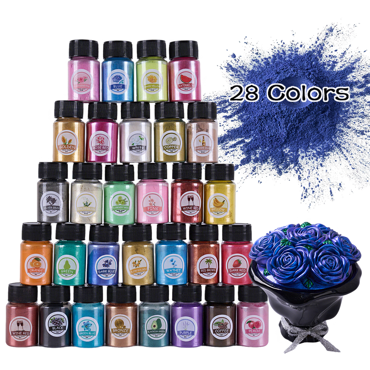 Pearl Powder Resin - Mica Powder 28 Colors 10g Mirror