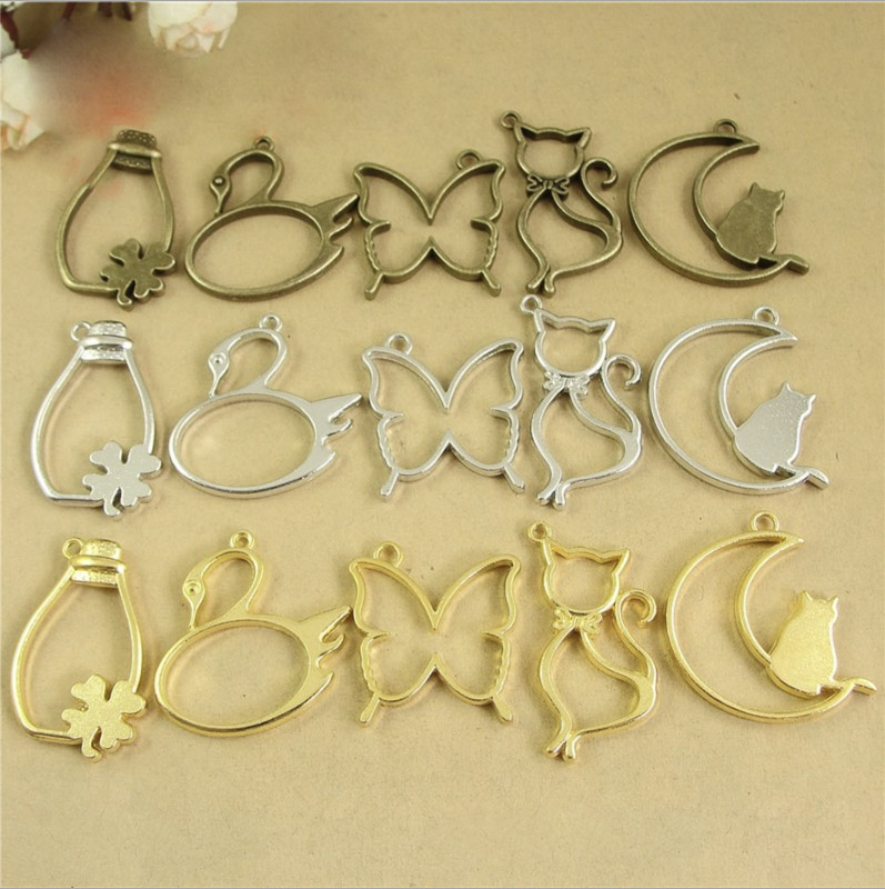 Resin Art Frame - 5 pcs Cat moon shape Metal