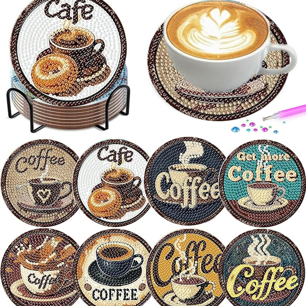 Resin Art Kits - 8 Pieces/Set of Diamond Painted Coaster