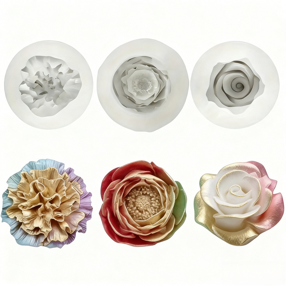 Resin Art Wedding Gift - 3-Piece Silicone Molds for Roses, Peonies,