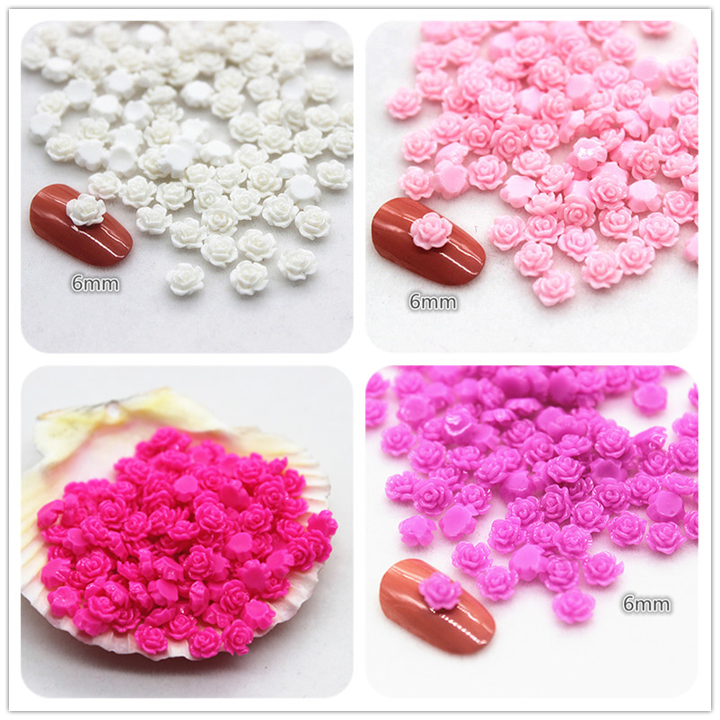 Resin Art Rose - 100pcs 6mm Resin Mini Rose Flower