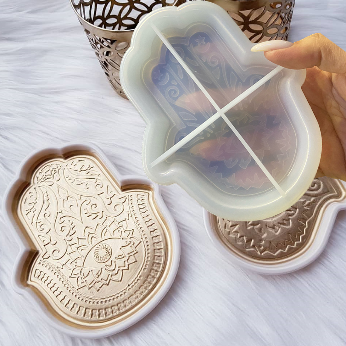 Resin Art Clay - Storage Tray Silicone Mold Palm Dish