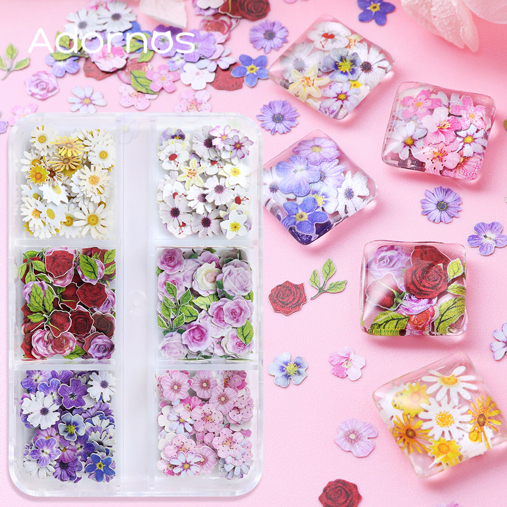 Resin Art Rose - 6 Grids Flowers Wood Pulp Chips