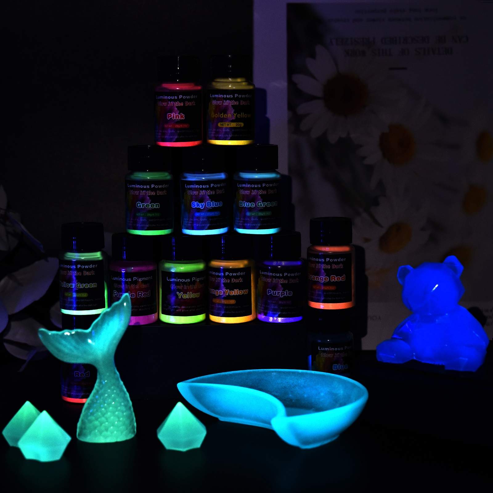 Resin Art Glitter - 20g Luminous Glitter Powder Phosphor Pigment