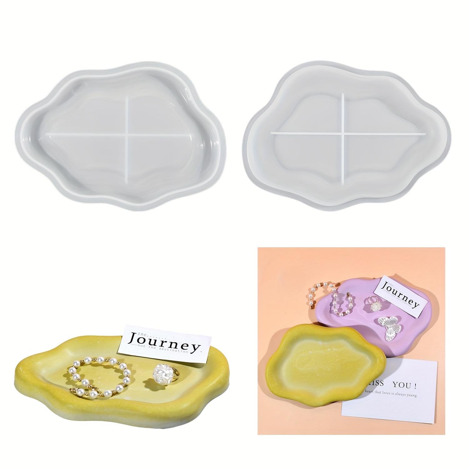 Resin Art Tray - Heart Tray Resin Mold Cloud Coaster
