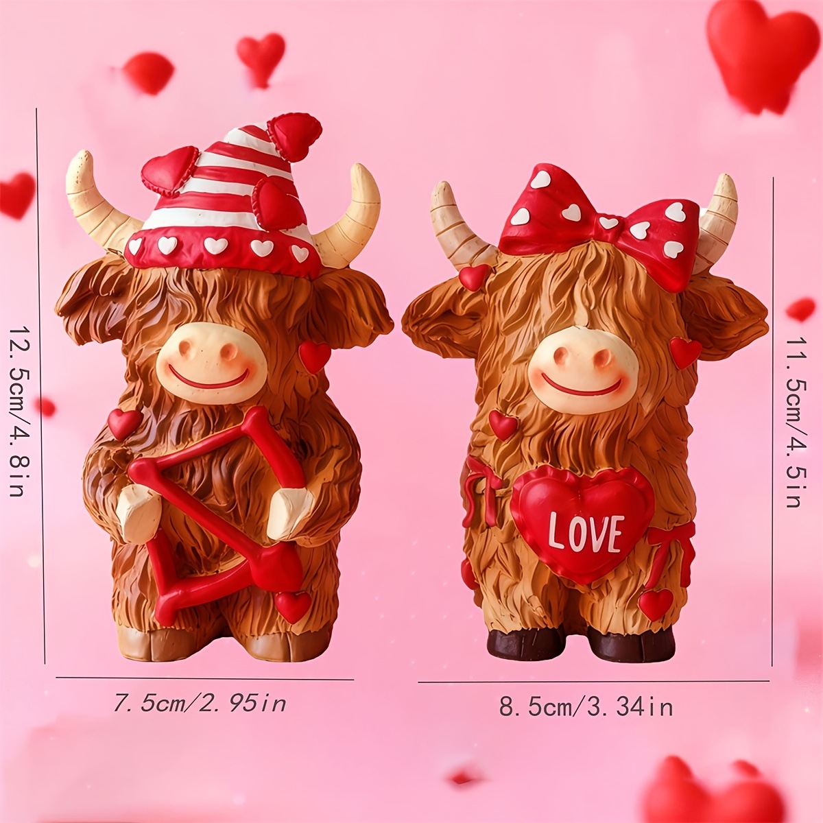 Resin Art Wedding Gift - Highland Cow Couple Resin Ornament Cupid
