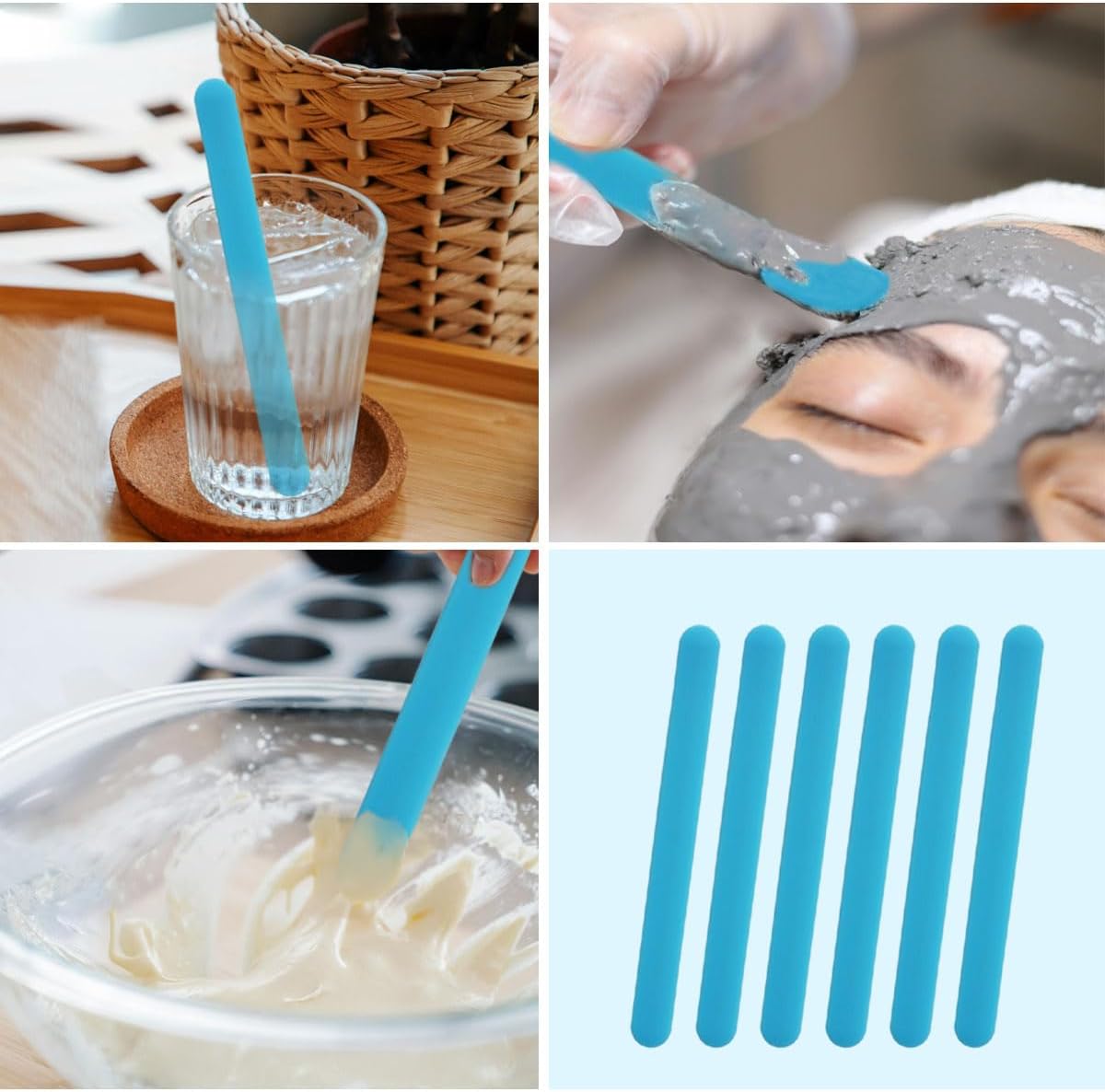 Resin Art Glitter - 4PCS Silicone Stir Sticks, Reusable Silicone
