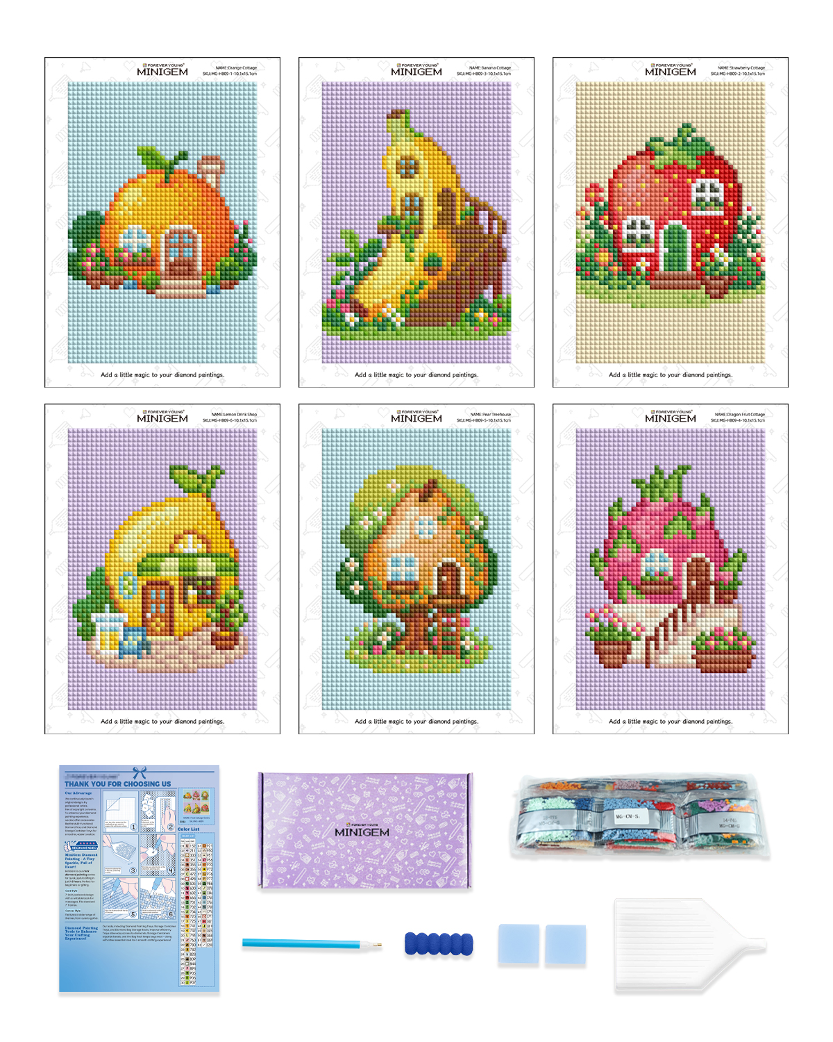 Resin Art Kits - Forever Young Minigem 6PCS Fruit Cottage