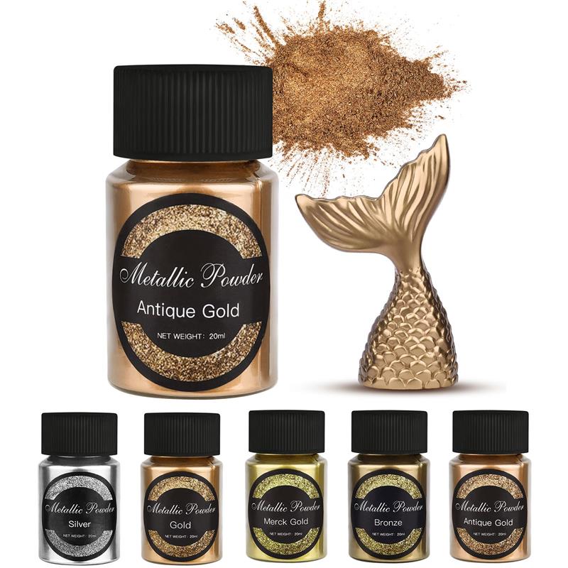 Pearl Powder Resin - 20 Ml Shimmer Metallic Gold Silver