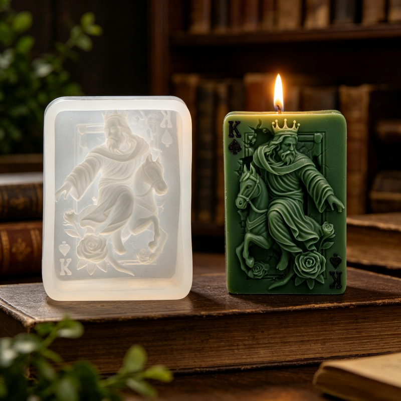 Resin Art Rose - Vintage Spade King Poker Card Silicone