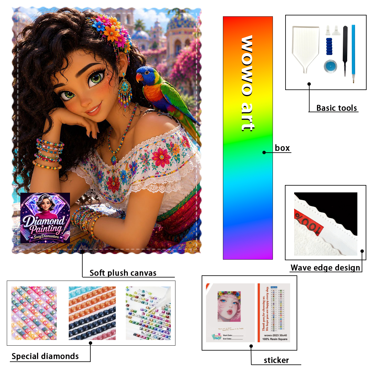Resin Art To Buy - 【Susy Diamond Art】Girl and Parrot 100%