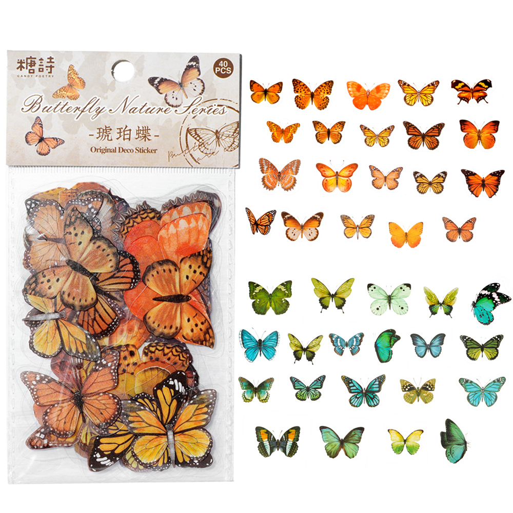 Resin Art Sticker - 40pcs Colorful Butterfly Wings Stickers Epoxy