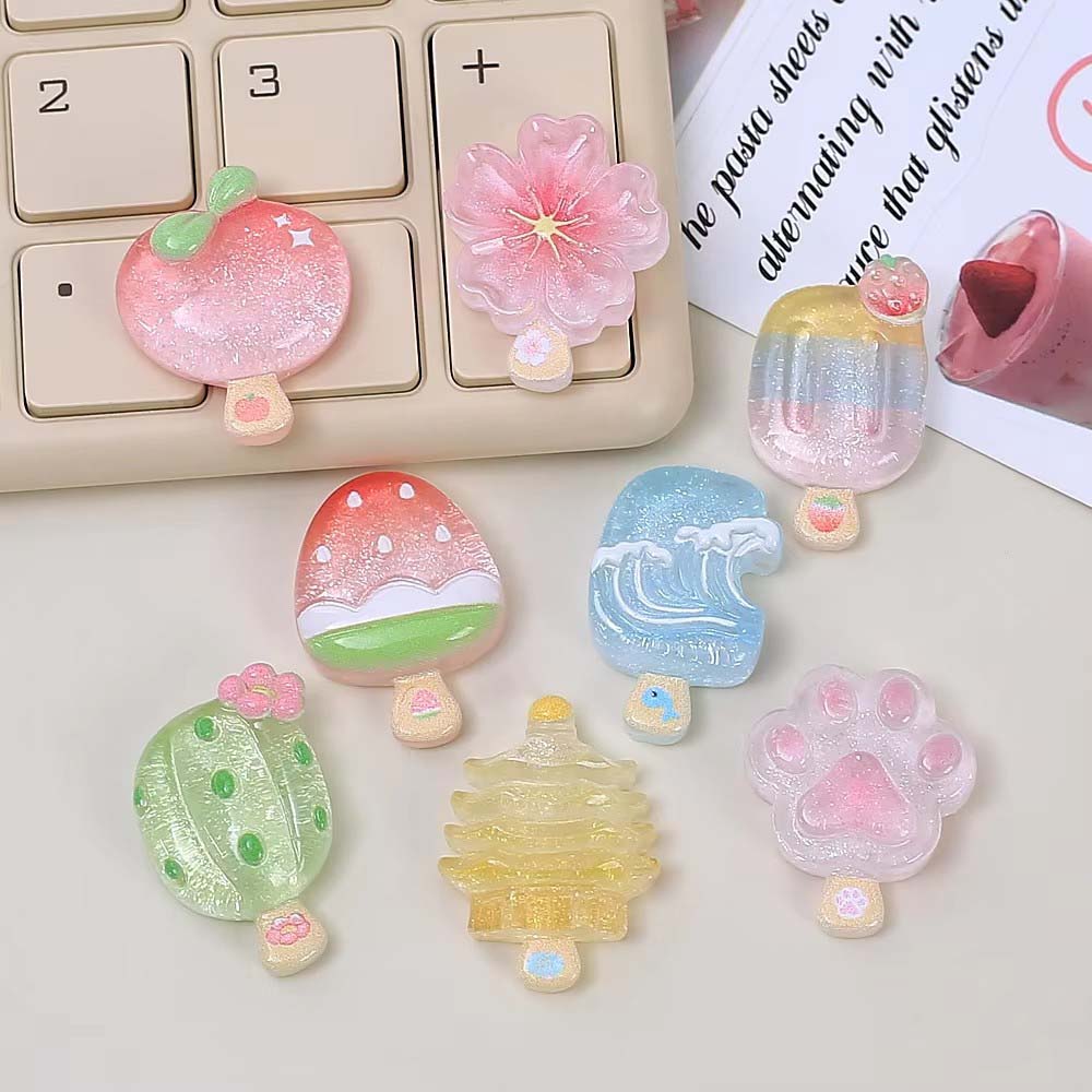 Resin Art Phone Case - 10pcs Kawaii Transparent Summer Mini Ice
