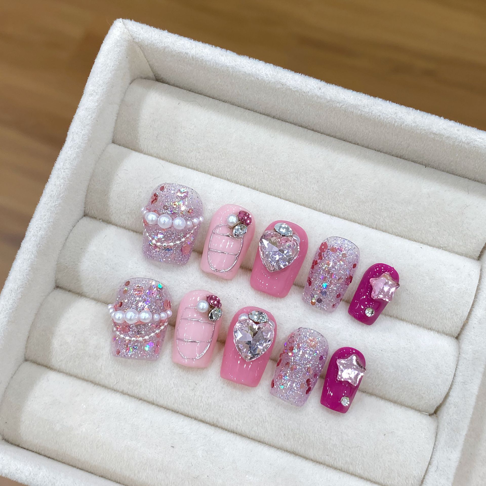 Resin Art Glitter - Handmade Press on Nails Shiny Sequin
