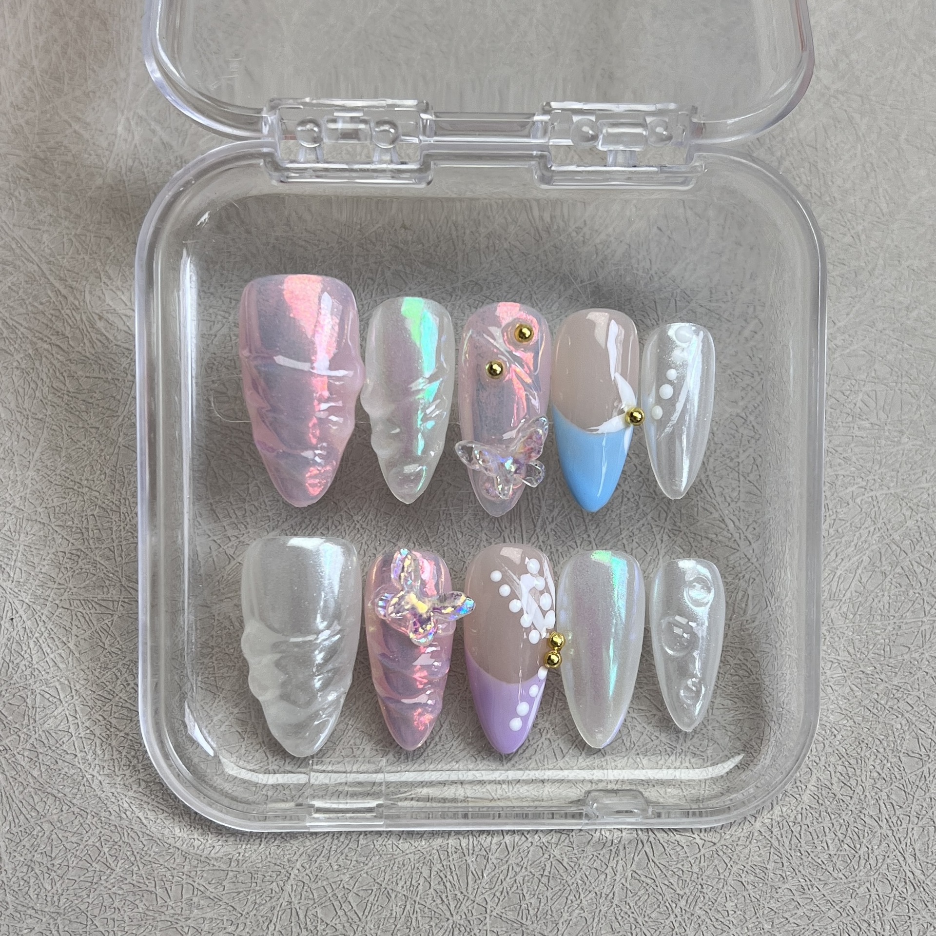 Resin Art Glitter - 10pcs Handmade Press on Nails 3D
