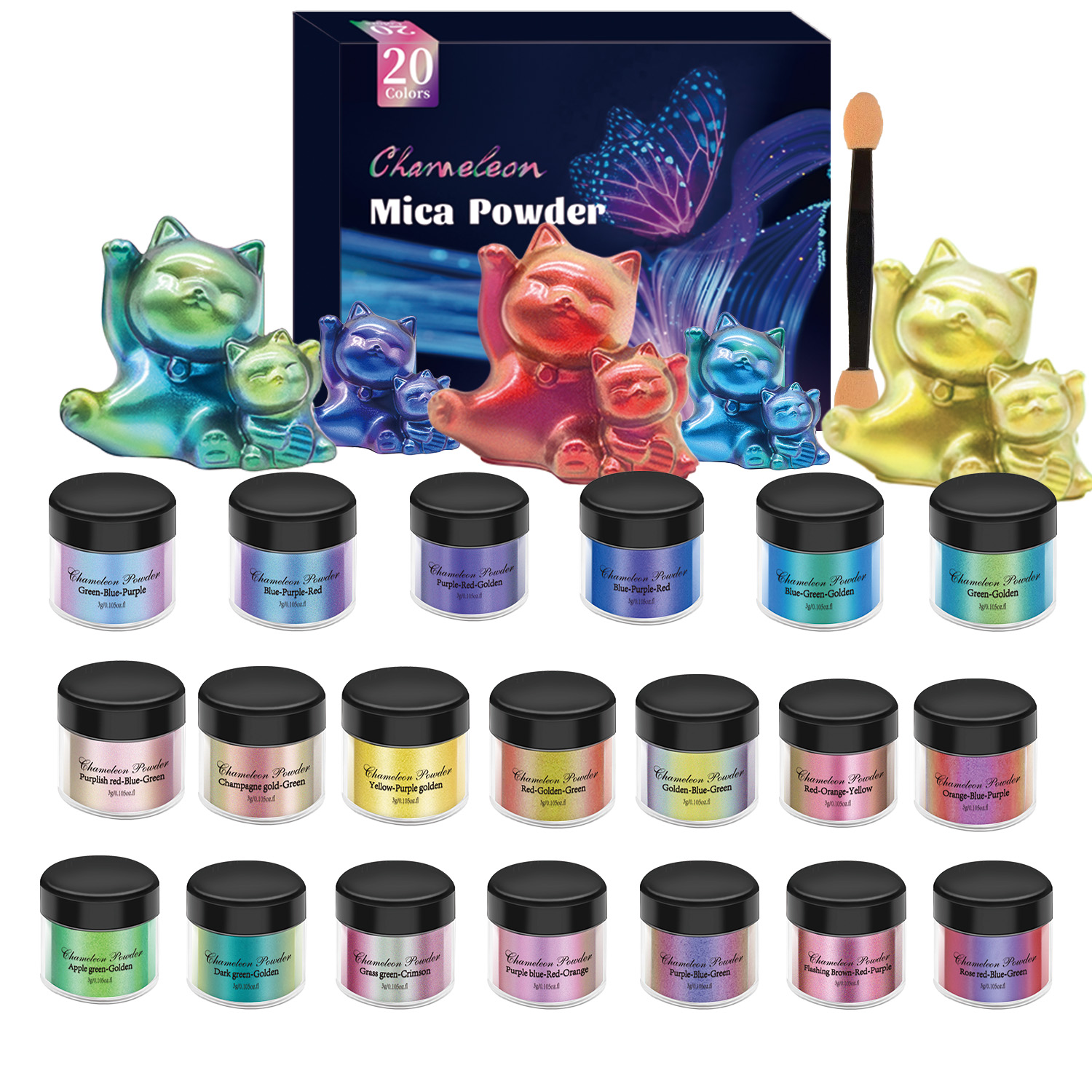 10/20pcs Mirror Chameleons Pig - Pearl Powder Resin ulasan dan harga