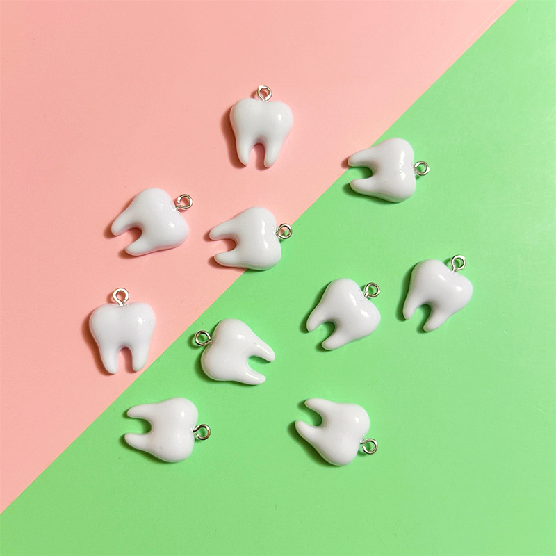 10pcs Cute White Teeth Resin P - Resin Art Box ulasan dan harga