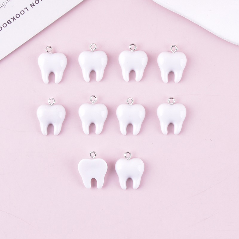 10pcs Cute White Teeth Resin P - Resin Art Box ulasan dan harga