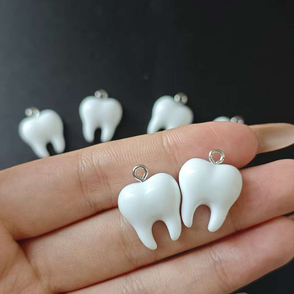 10pcs Cute White Teeth Resin P - Resin Art Box ulasan dan harga