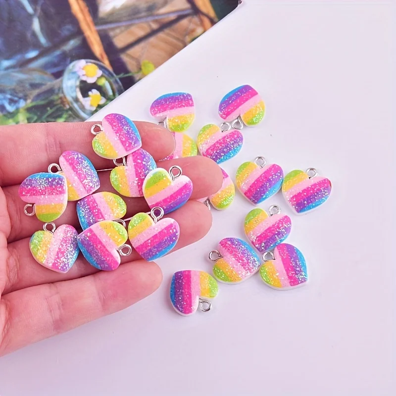 10Pcs Colorful Heart Resin Cha - Resin Art Box ulasan dan harga
