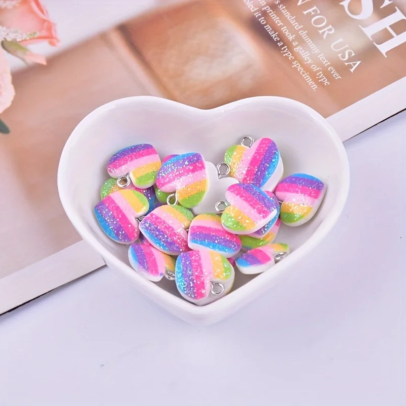 10Pcs Colorful Heart Resin Cha - Resin Art Box ulasan dan harga