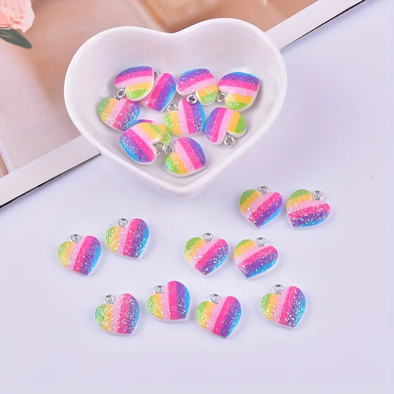 10Pcs Colorful Heart Resin Cha - Resin Art Box ulasan dan harga