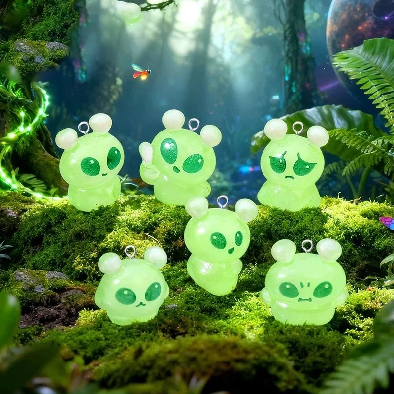 10Pcs Cute Mini Green Alien Re - Resin Art Box ulasan dan harga