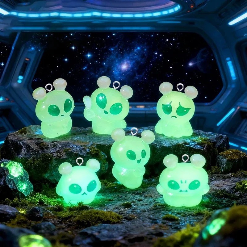 10Pcs Cute Mini Green Alien Re - Resin Art Box ulasan dan harga