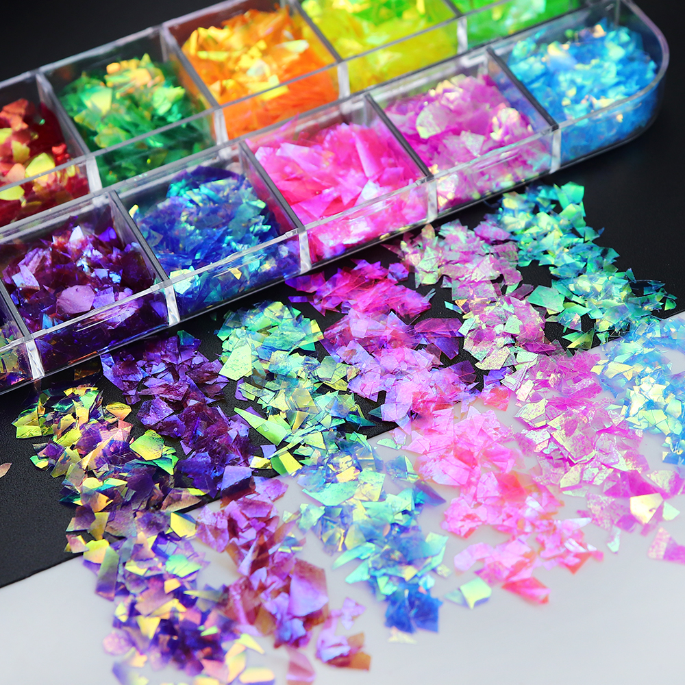 12 Grids/Box Iridescent Glitte - Resin Art Glitter ulasan dan harga