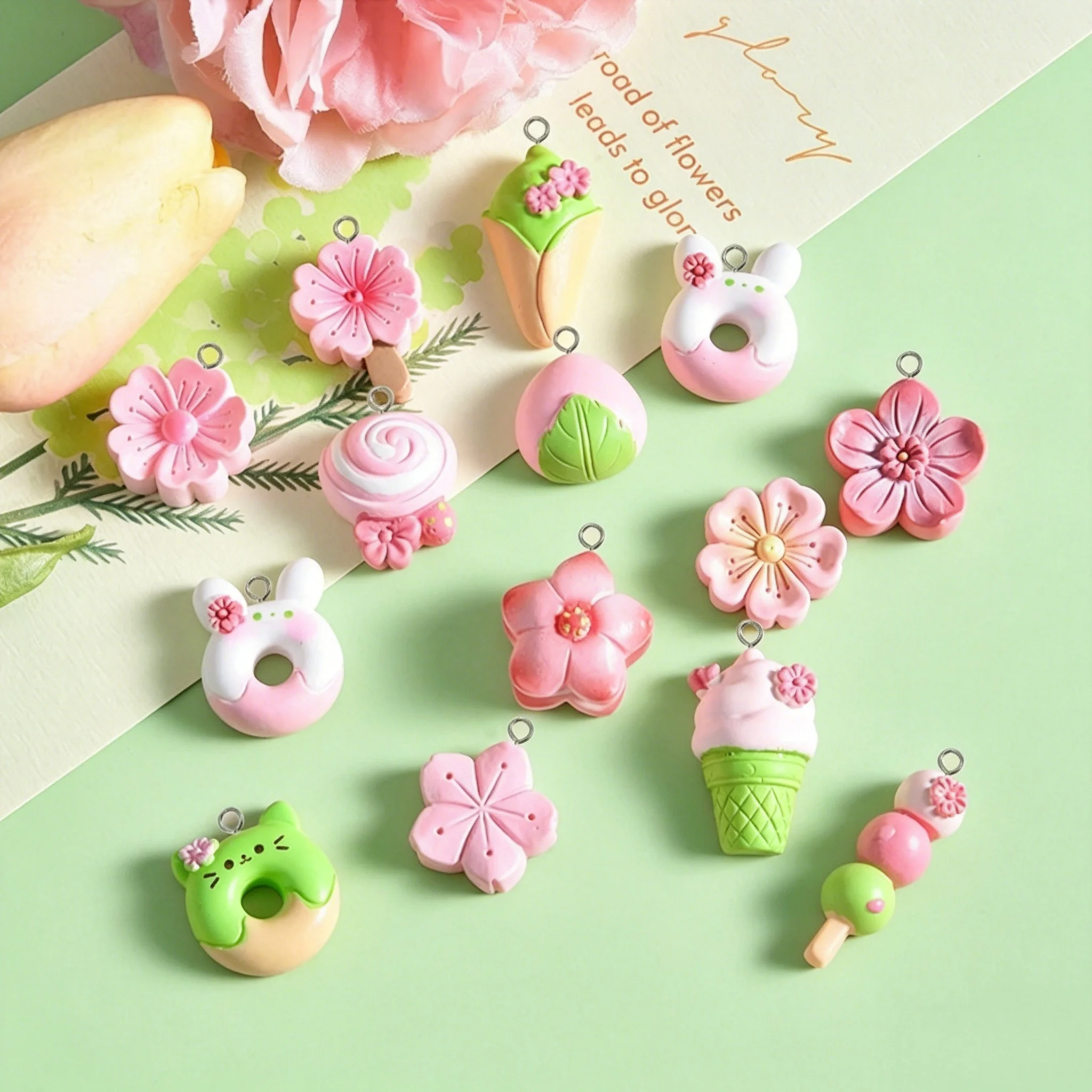 10Pcs Mixed Sweet Resin Pendan - Resin Art Box ulasan dan harga