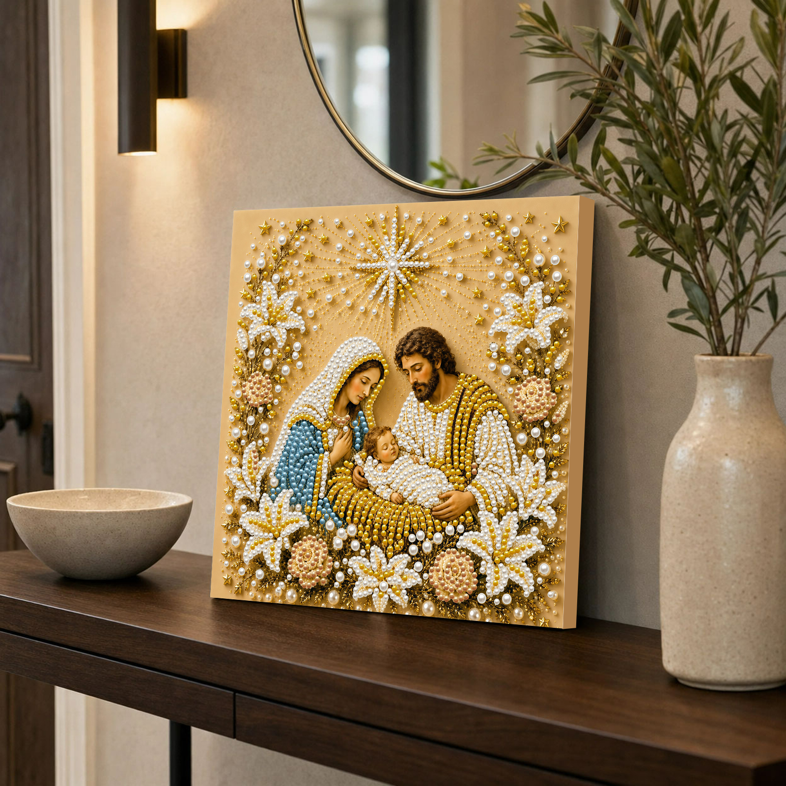 Jesus Virgin Mary DIY Diamond  - Resin Art Frame ulasan dan harga