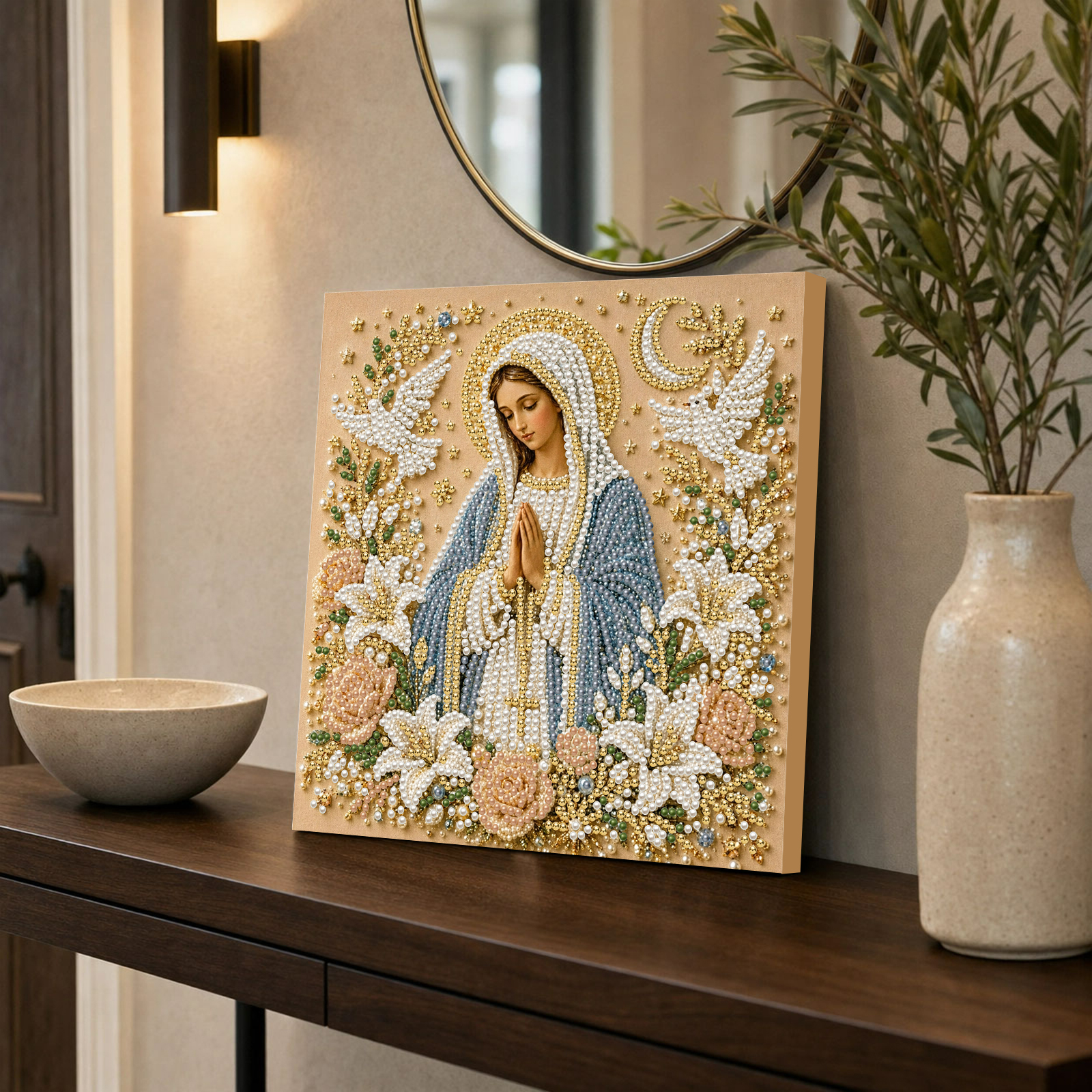Jesus Virgin Mary DIY Diamond  - Resin Art Frame ulasan dan harga