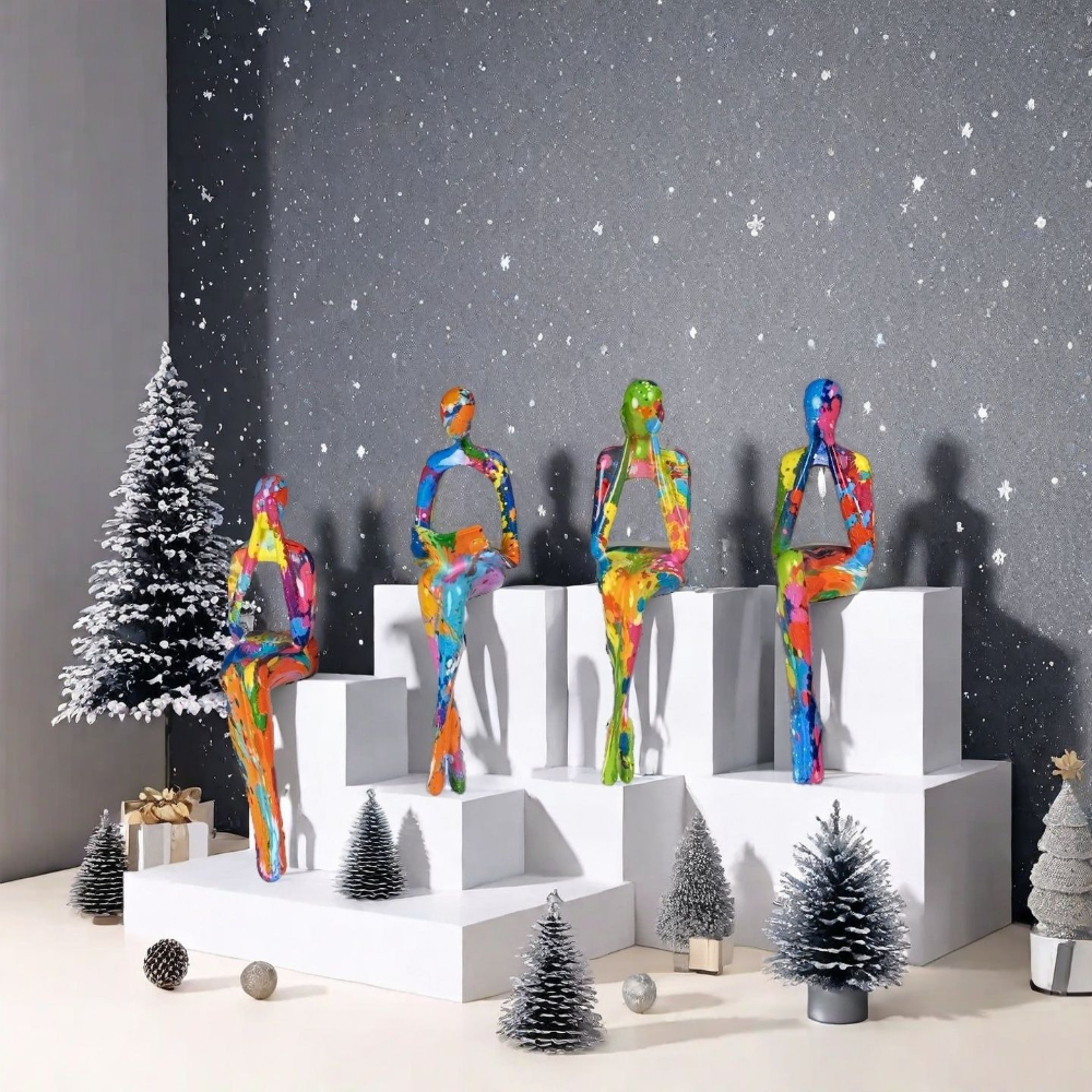 4-Piece Character Abstract Thi - Resin Art Wedding Gift ulasan dan harga