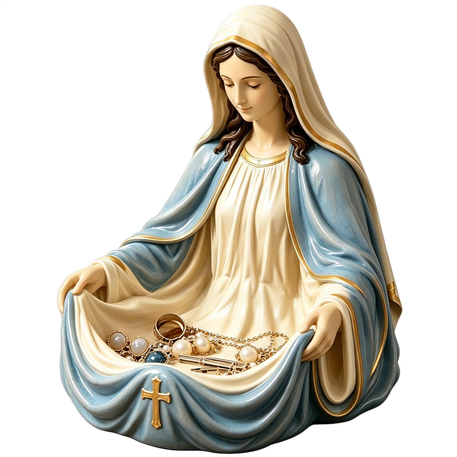 Virgin Mary Rosary Holder Mary - Resin Art Tray ulasan dan harga