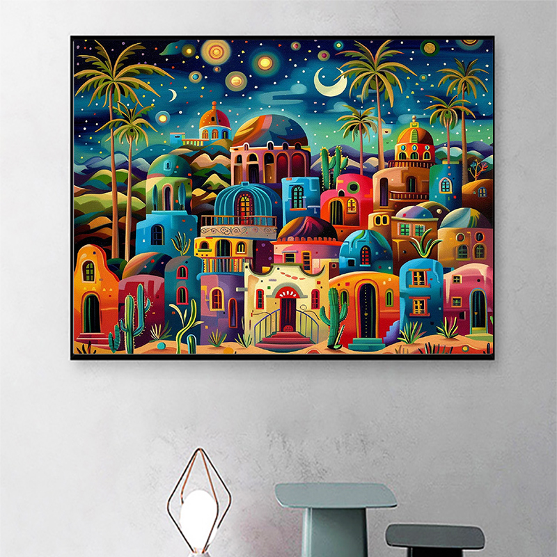 Frameless,Night View 5D Diamon - Resin Art Wall ulasan dan harga