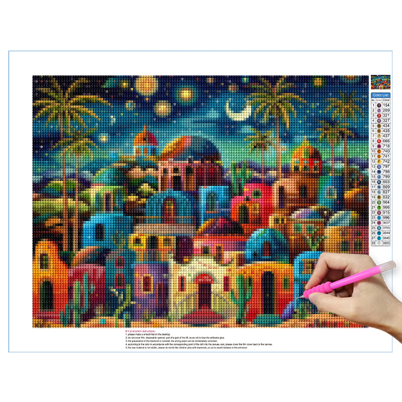Frameless,Night View 5D Diamon - Resin Art Wall ulasan dan harga