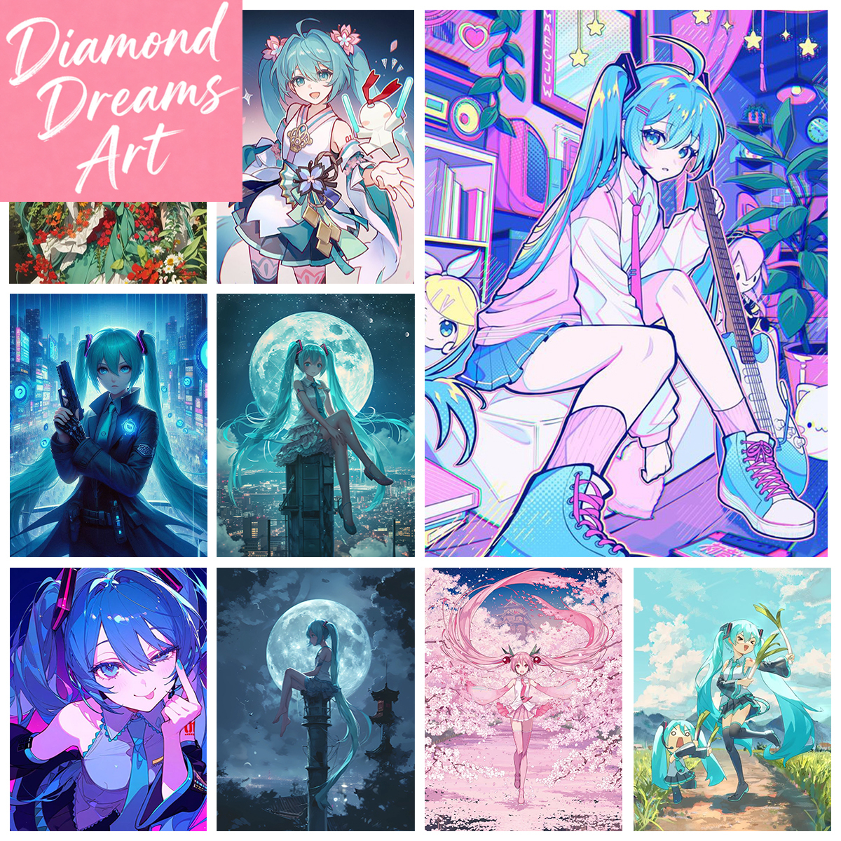 Frameless,Singer Miku DIY Diam - Resin Art Wall ulasan dan harga