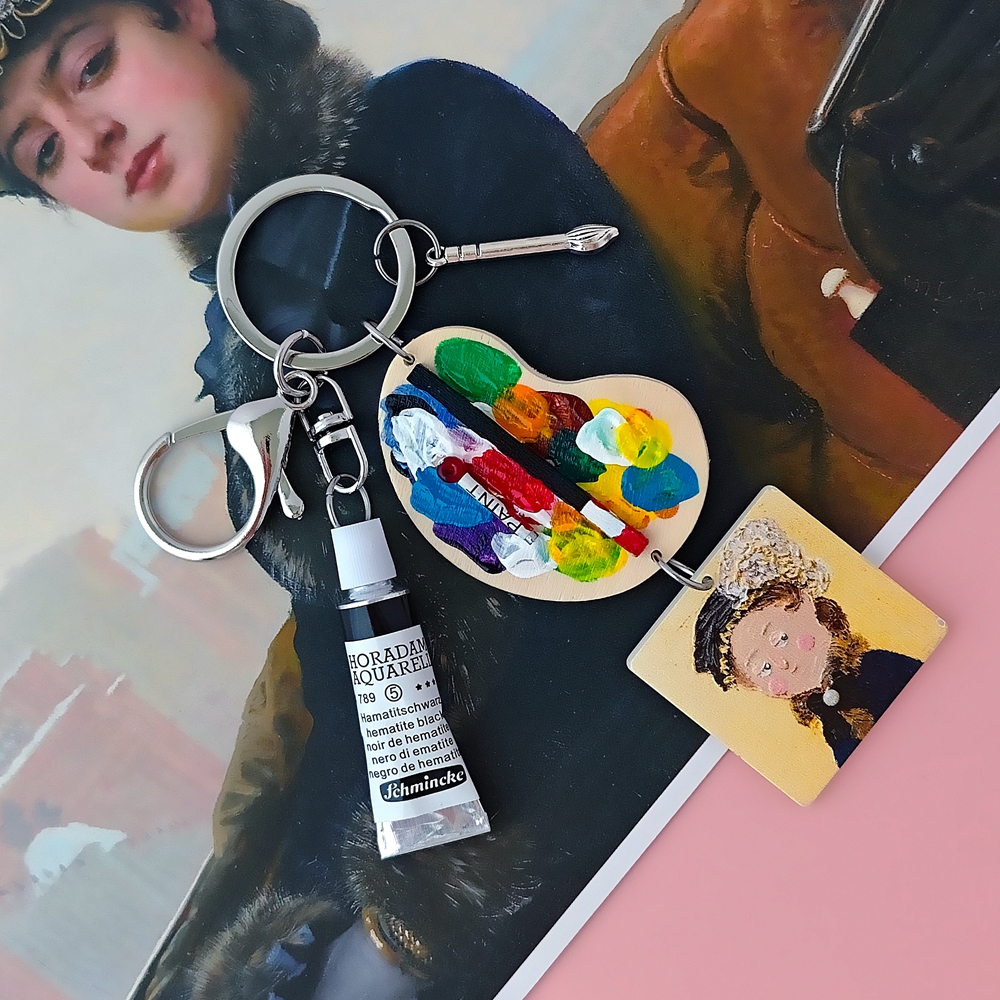 Girl with a Pearl Earring Van  - Resin Art A Keychain ulasan dan harga