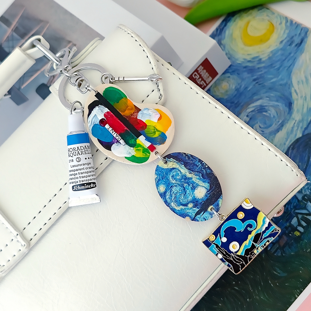 Girl with a Pearl Earring Van  - Resin Art A Keychain ulasan dan harga