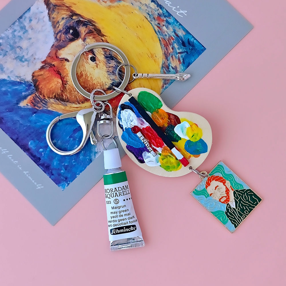 Girl with a Pearl Earring Van  - Resin Art A Keychain ulasan dan harga