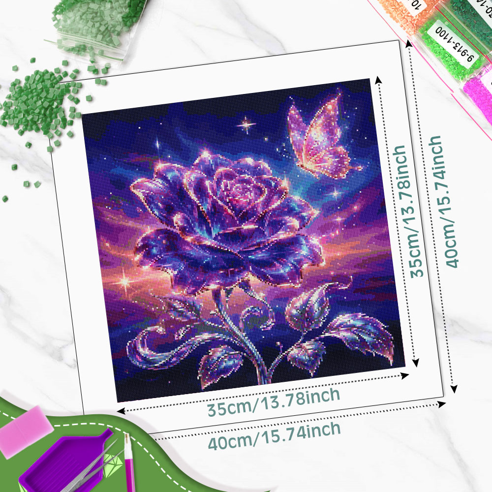 Huacan Full Square Round Diamo - Resin Art Rose ulasan dan harga