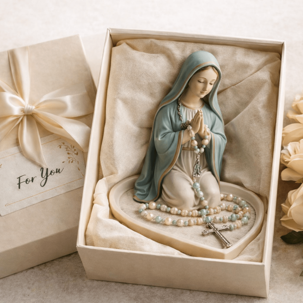 Jesus Virgin Mary Praying Stat - Resin Art Tray ulasan dan harga