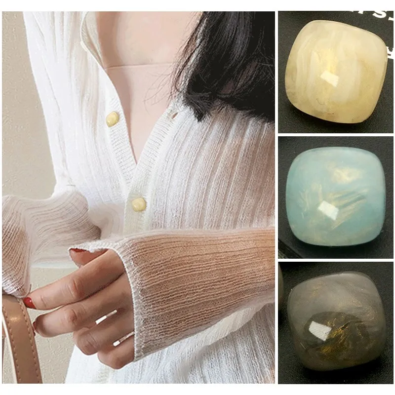 Square Resin Shirt Buttons Pea - Pearl Powder Resin ulasan dan harga